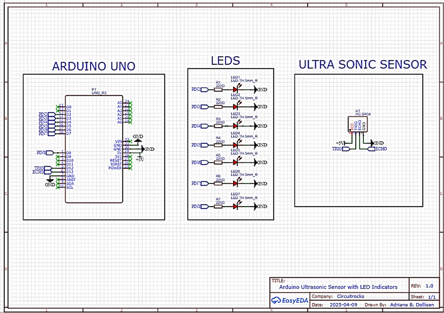 Arduino Ultrasonic Sensor with LED Indicators | Circuitrocks