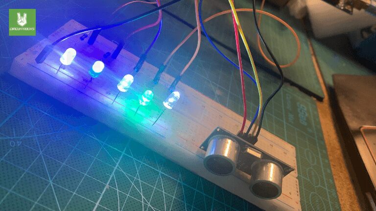 Arduino Ultrasonic Sensor with LED Indicators
